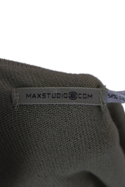 Max Studio Women A-Line Sleeveless Beige Silk Blend Sweater Set Size M