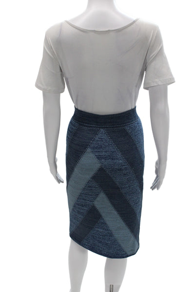 BCBG Max Azria Women Dark Blue Geometric Pencil Skirt Size L