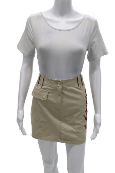 Cynthia Cynthia Steffe Women Beige Floral Mini Cargo Skirt Size 6