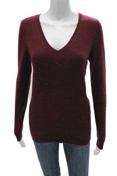 C by Bloomingdales Unisex Pullover V-Neck Cashmere Sweater Red Size L
