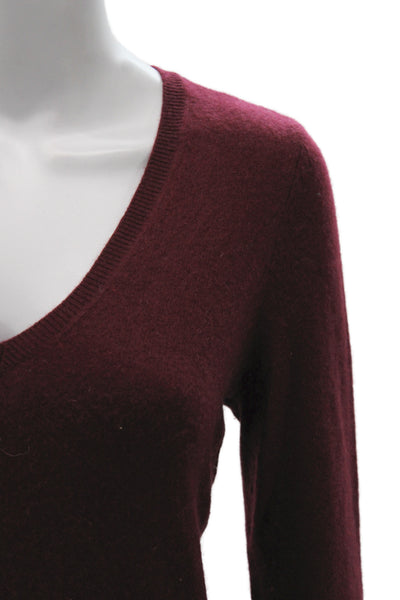 C by Bloomingdales Unisex Pullover V-Neck Cashmere Sweater Red Size L