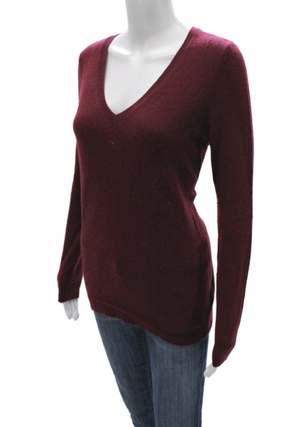 C by Bloomingdales Unisex Pullover V-Neck Cashmere Sweater Red Size L