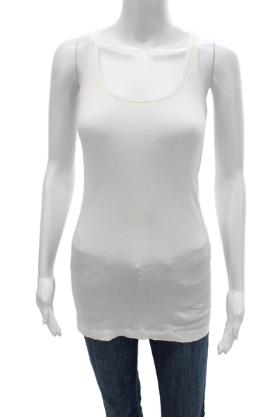 Vince Womens Basic Camisole White Round Neck Sleeveless Size L