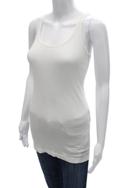 Vince Womens Basic Camisole White Round Neck Sleeveless Size L