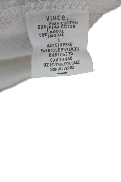 Vince Womens Basic Camisole White Round Neck Sleeveless Size L