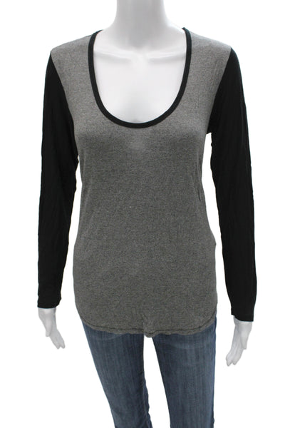 We The Free Womens Basic Black Round Neck T-Shirt Viscose Short Sleeve Size M