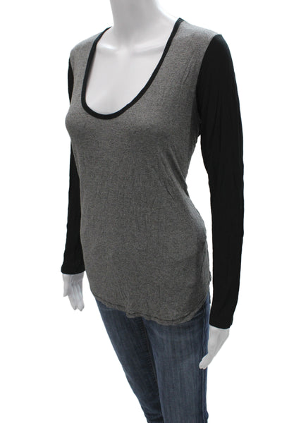 We The Free Womens Basic Black Round Neck T-Shirt Viscose Short Sleeve Size M