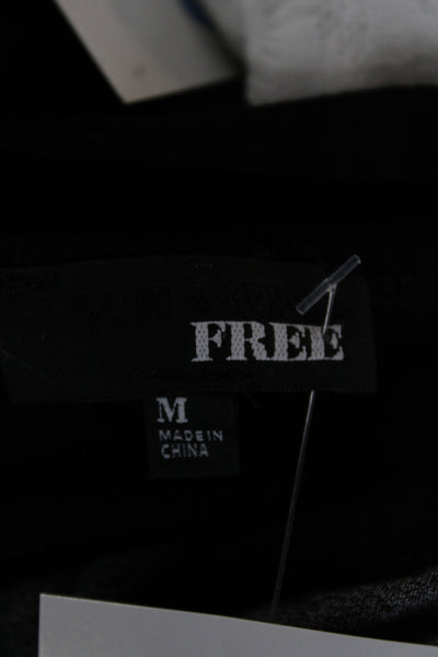 We The Free Womens Basic Black Round Neck T-Shirt Viscose Short Sleeve Size M