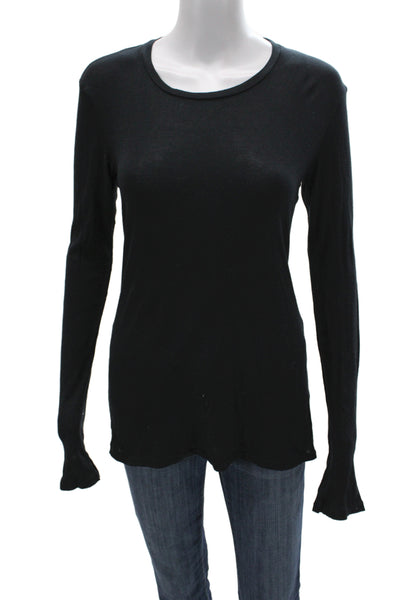 Standard James Perse Women Black Basic T-Shirt Long Sleeve Size 3