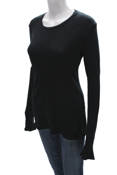 Standard James Perse Women Black Basic T-Shirt Long Sleeve Size 3