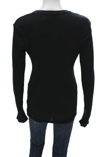 Standard James Perse Women Black Basic T-Shirt Long Sleeve Size 3