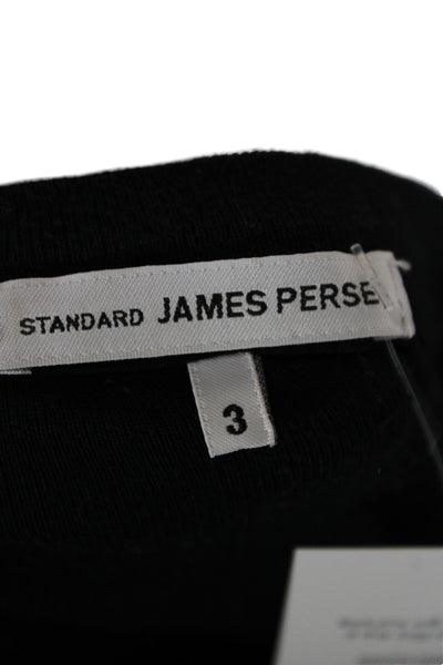 Standard James Perse Women Black Basic T-Shirt Long Sleeve Size 3