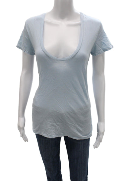 Standard James Perse Women Light Blue Jersey T-Shirt Short Sleeve Cotton Size 2