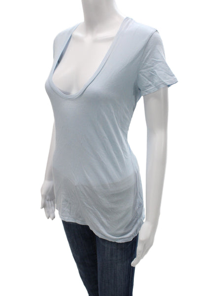 Standard James Perse Women Light Blue Jersey T-Shirt Short Sleeve Cotton Size 2