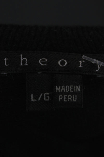 Theory Women Basic Long Sleeve Round Neck Top Black Modal Size L