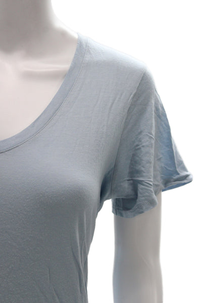 Vince Womens Basic V-Neck Light Blue Short Sleeve T-Shirt Size M
