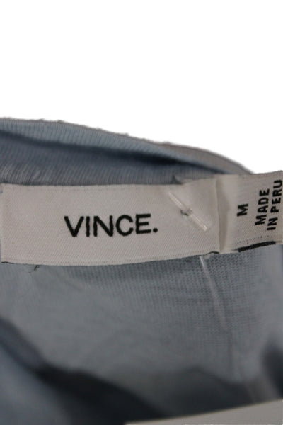 Vince Womens Basic V-Neck Light Blue Short Sleeve T-Shirt Size M