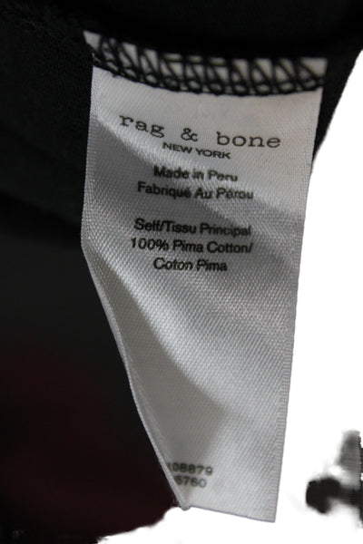 Rag & Bone Women Black Basic V-Neck Pima Cotton T-Shirt Short Sleeve Size L
