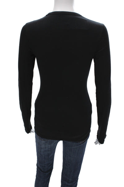 Splendid Womens Basic Black Long Sleeve T-Shirt Size M