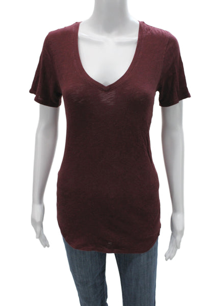 ATM Womens V-Neck Jersey T-Shirt Purple Cotton Short Sleeve Size S