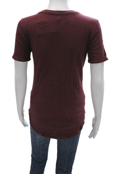 ATM Womens V-Neck Jersey T-Shirt Purple Cotton Short Sleeve Size S