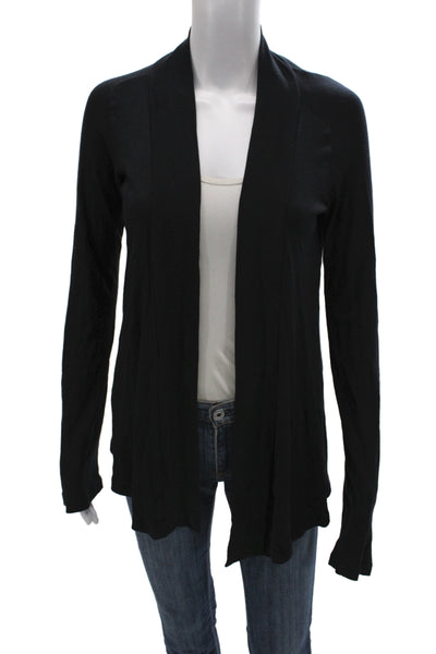 Splendid Women Black Long Sleeve Solid Cardigan Size M