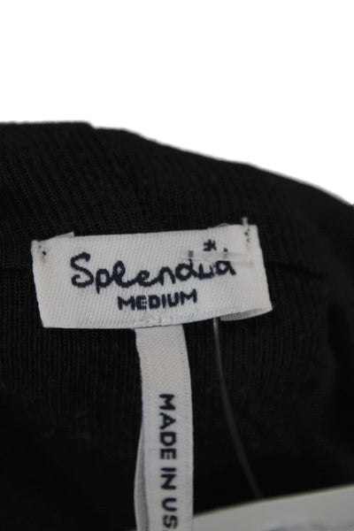 Splendid Women Black Long Sleeve Solid Cardigan Size M