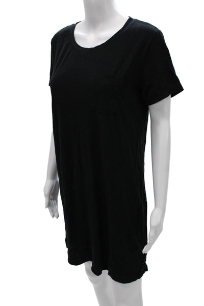 Standard James Perse Women T Shirt Dress Black Short Sleeve Round Neck Size 2