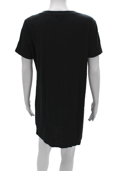 Standard James Perse Women T Shirt Dress Black Short Sleeve Round Neck Size 2