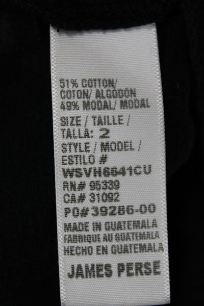 Standard James Perse Women T Shirt Dress Black Short Sleeve Round Neck Size 2