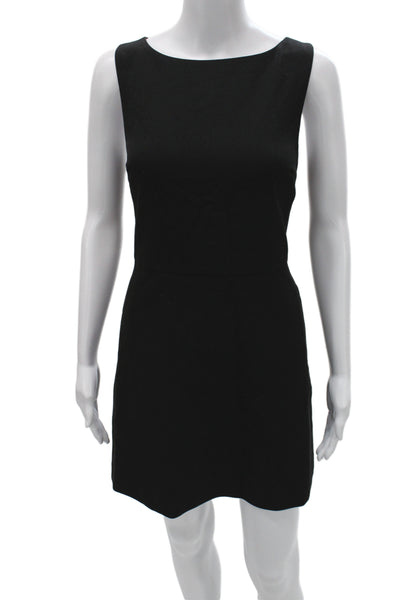 Babaton Women Sheath Mini Dress Black Sleeveless Zip Round Neck Size 4