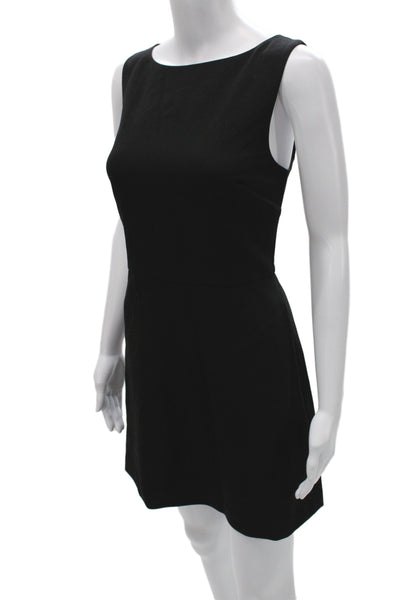 Babaton Women Sheath Mini Dress Black Sleeveless Zip Round Neck Size 4