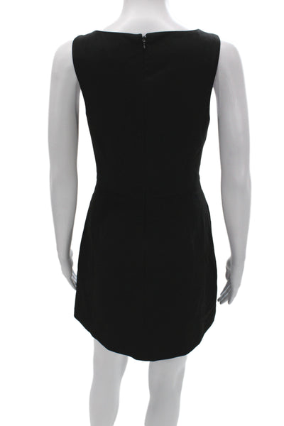 Babaton Women Sheath Mini Dress Black Sleeveless Zip Round Neck Size 4
