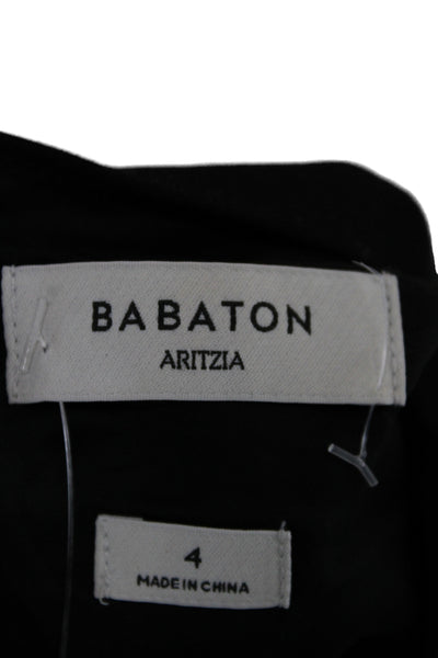 Babaton Women Sheath Mini Dress Black Sleeveless Zip Round Neck Size 4