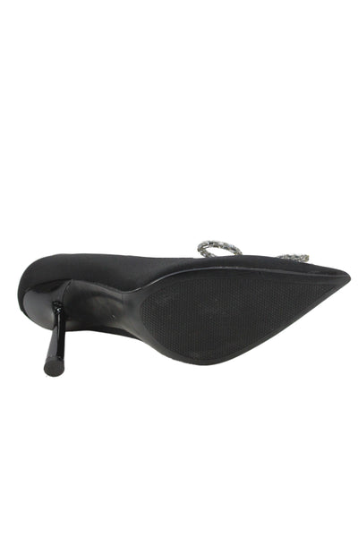 Zara Women's Pointed Toe Embellish Stiletto Shoes Black Size 39