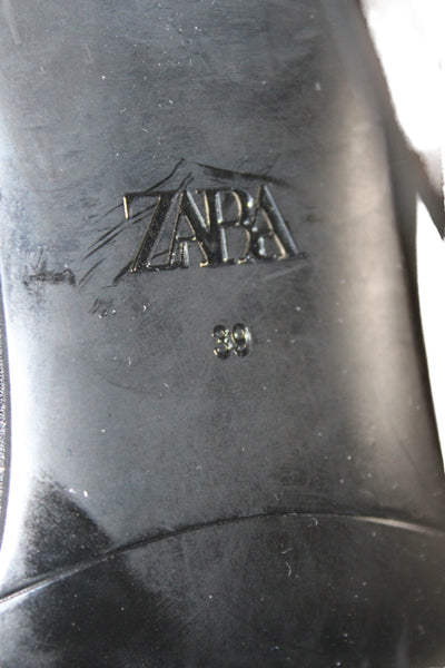 Zara Women's Pointed Toe Embellish Stiletto Shoes Black Size 39