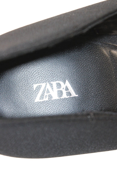Zara Women's Pointed Toe Embellish Stiletto Shoes Black Size 39