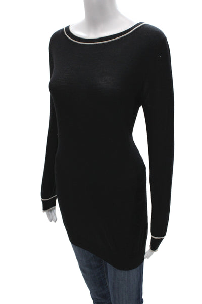 Prada Unisex Cardigan Black Wool Silk Round Neck Button Long Sleeve Size 42