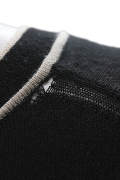 Prada Unisex Cardigan Black Wool Silk Round Neck Button Long Sleeve Size 42