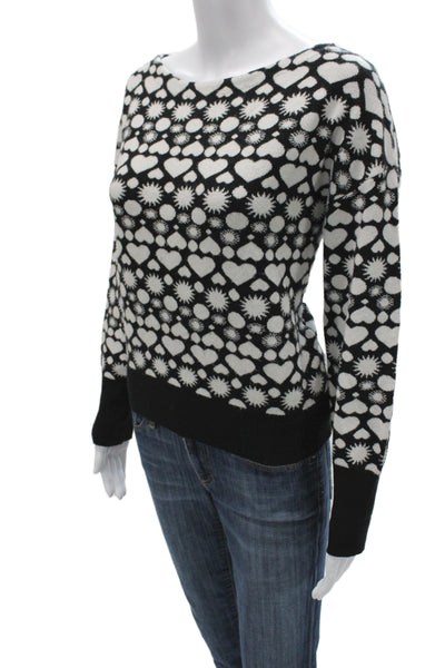 Maeve Anthropologie Women Black Heart Graphic Pullover Long Sleeve Size S