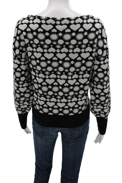 Maeve Anthropologie Women Black Heart Graphic Pullover Long Sleeve Size S