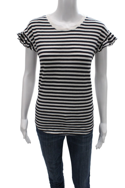 Kate Spade Women Basic Striped Black Cotton Tee Size M