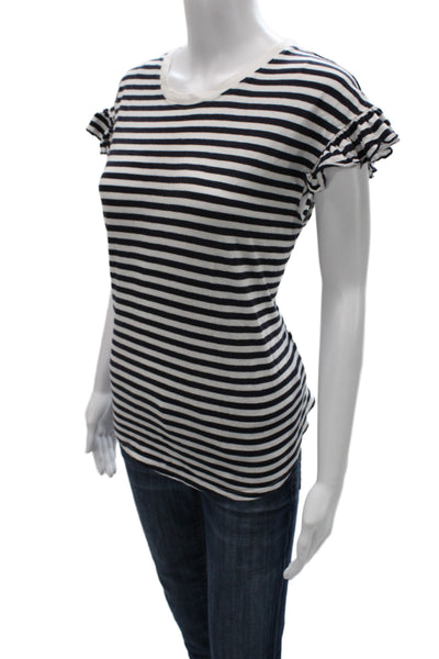 Kate Spade Women Basic Striped Black Cotton Tee Size M