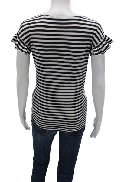 Kate Spade Women Basic Striped Black Cotton Tee Size M