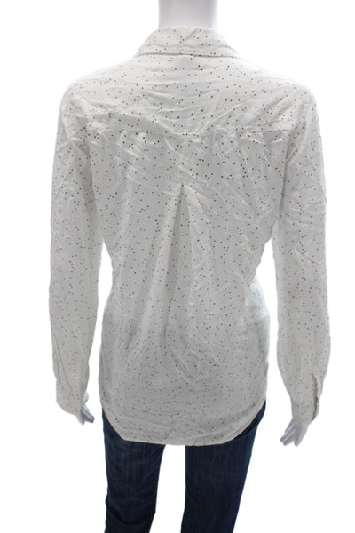 Beach Lunch Lounge Womens Collared Viscose Button Up White Long Sleeve Size L