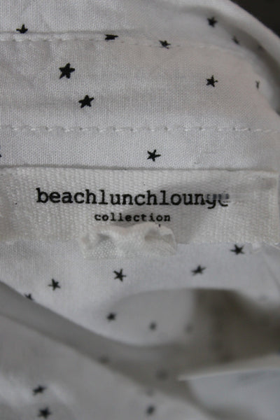 Beach Lunch Lounge Womens Collared Viscose Button Up White Long Sleeve Size L