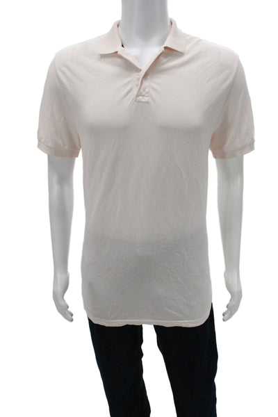 Club Monaco Mens Collared Pink Solid Cotton Blend Polo Short Sleeve Size S