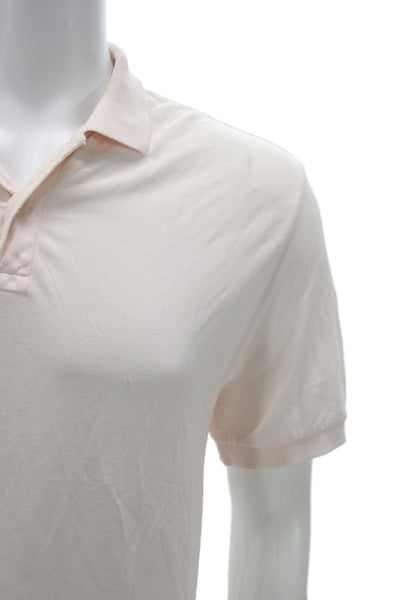 Club Monaco Mens Collared Pink Solid Cotton Blend Polo Short Sleeve Size S