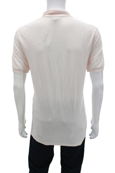 Club Monaco Mens Collared Pink Solid Cotton Blend Polo Short Sleeve Size S