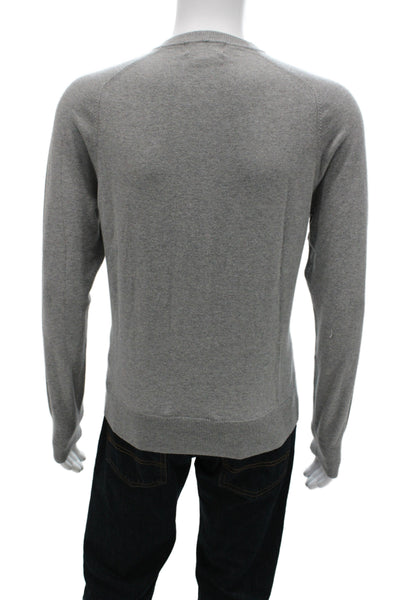 Brooks Brothers Mens Gray Cotton Cashmere V Neck Pullover Sweater Size M